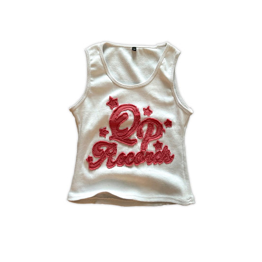 QP Records Distressed Ribbed Tank Top