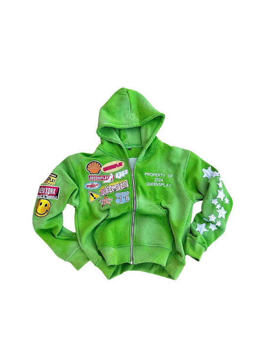 “LIME” QP1 CROPPED ZIP UP